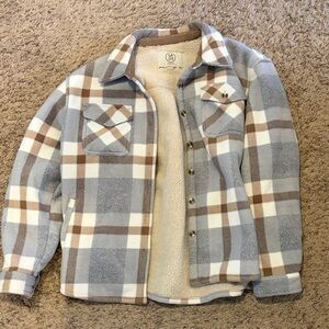 Plaid Sherpa-Lined Jacket